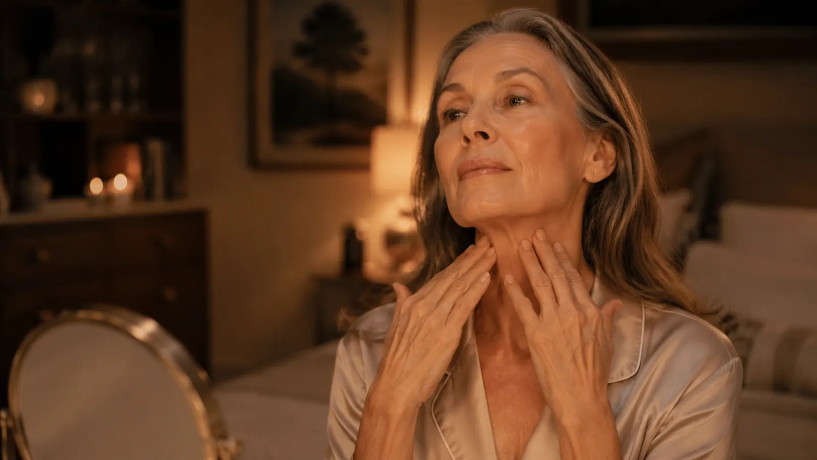 Woman smiling confidently in morning light, looking refreshed after a good night of skincare